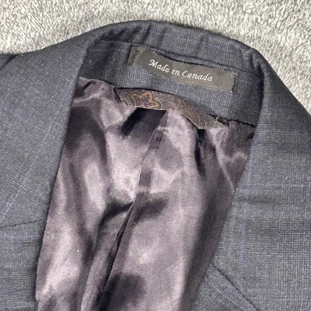 Lauren Ralph Lauren Blazer Windowpane Plaid  100% Wool Charcoal Gray Mens 42R